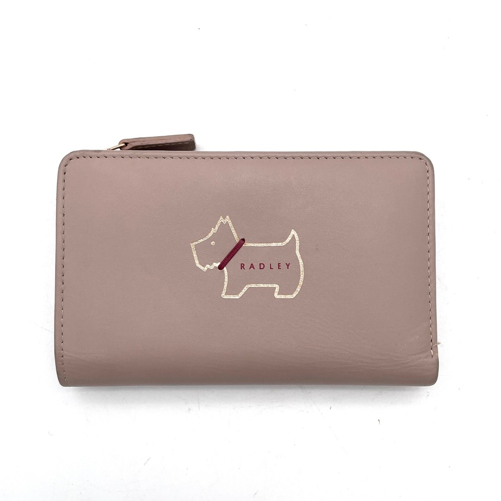 Radley London Wallet Leather Women Mauve Good Bifold Scottie Dog Zip Around